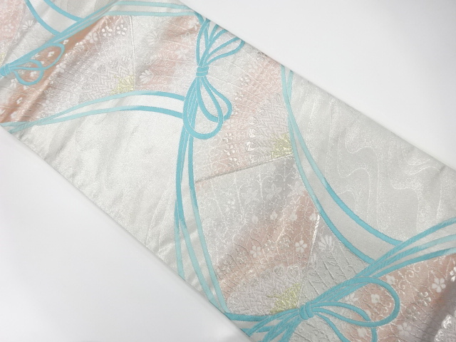 JAPANESE FUKURO OBI / WOVEN PEACOCK FEATHERS